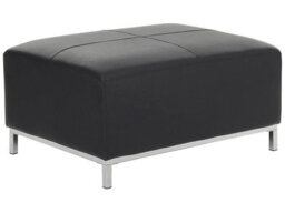 Beliani Luxor Black Genuine Leather Ottoman Footstool Rectangular - Solid Wood Frame, Iron Legs, Padded Seat - thumbnail 1