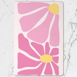 Benjamin Tate Design Floral Pink Placemat And Coaster Set With Wood Base, Designer Artwork, Limited Edition - thumbnail 2