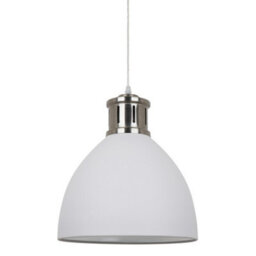 Luminosa Lighting Luminosa Industrial And Retro Hanging Pendant White, Satin Nickel 1 Light With White Shade, E27