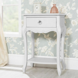 Statement Furniture Juliette White Shabby Chic 1 Drawer Shabby Chic Bedside Table With Crystal Handle - thumbnail 2