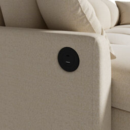 Abrihome Beige Chenille L-Shaped Sectional Sofa With Storage Chaise, 2 Cushions & Convertible Sleeper, 200X130.5Cm - thumbnail 7