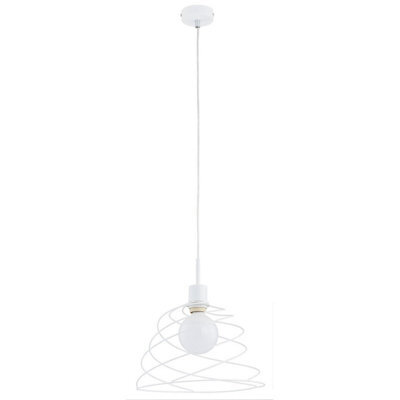 Luminosa Lighting Luminosa Fler Wire Frame Pendant Ceiling Light White, 30Cm, 1X E27