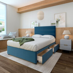 Rest Relax Sleep Plush Velvet Divan, Strutted Headboard, 2 Drawers Blue - thumbnail 2