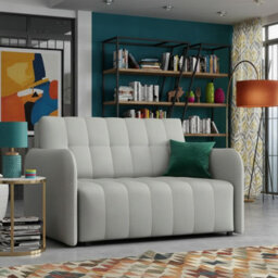 Viva Grand Ii Upholstered Sofa Bed With Wooden Legs Wooden Frame Bed Storage Freestanding Back 85X125X98Cm Light Grey - thumbnail 2