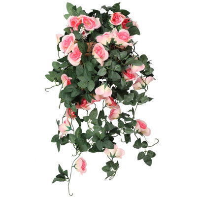 Neel Blue Champagne Artificial Rose Flower Hanging Vines Silk Garland, 18 Flowers, 110Cm(3.6Ft) - image 1