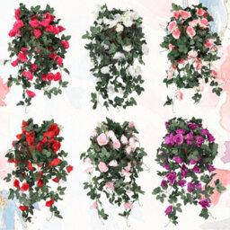 Neel Blue Champagne Artificial Rose Flower Hanging Vines Silk Garland, 18 Flowers, 110Cm(3.6Ft) - thumbnail 7