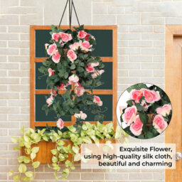 Neel Blue Champagne Artificial Rose Flower Hanging Vines Silk Garland, 18 Flowers, 110Cm(3.6Ft) - thumbnail 5