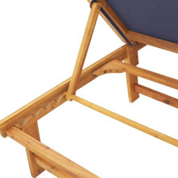 Berkfield Sun Loungers 2 Pcs With Table Blue Solid Wood Acacia And Textilene - thumbnail 6