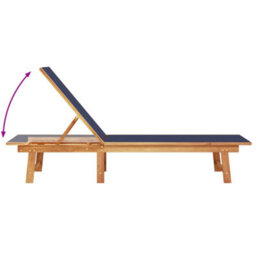 Berkfield Sun Loungers 2 Pcs With Table Blue Solid Wood Acacia And Textilene - thumbnail 5