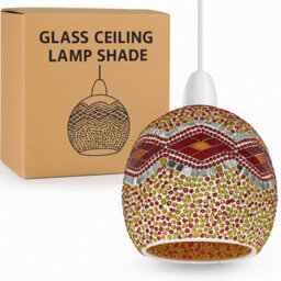 Mosaic Glass Pendant Light Shade Multi Color Multi Patterns Sphere Ceiling Hanging Lamp Fixture For Home, Bedroom, Decor Lighting - thumbnail 1