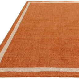 Orange Plain Handmade Bordered 7mm Pile Stain-Resistant Rug For Bedroom, & Dining Room, Plain Wool Rug-120Cm X 170Cm - thumbnail 5
