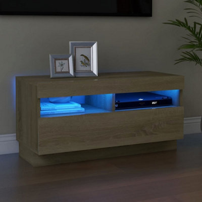 Walplus Tv Cabinet With Led Lights Sonoma Oak 80X35X40 Cm - image 1