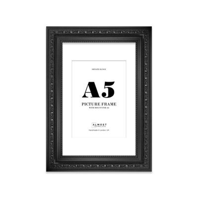 A5 Black Ornate Picture Frame (21 X 14.7Cm) With Mount For A6 Poster, Photo, Artwork, Gallery Wall Or Print - image 1