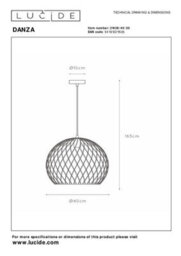Lucide Danza Classic Pendant Light 40Cm - 1Xe27 - Black - thumbnail 8