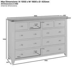 The Furniture Market Cheshire Dove Grey Jumbo 10 Drawer Chest - thumbnail 8