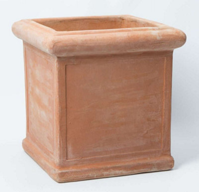 Primrose Terracotta Red Square Rolled Rim Outdoor Cube Planter 39Cm - image 1
