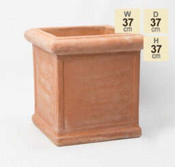 Primrose Terracotta Red Square Rolled Rim Outdoor Cube Planter 39Cm - thumbnail 2