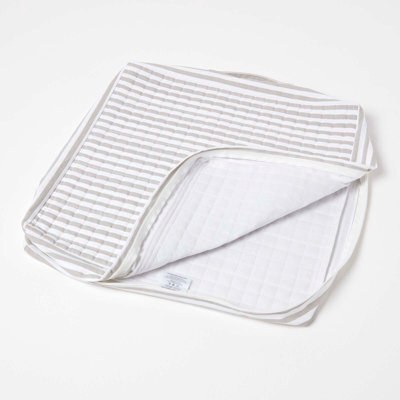 Homescapes Grey Stripe Quilted Cotton Armchair Booster Cushion Cover - image 1