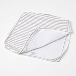 Homescapes Grey Stripe Quilted Cotton Armchair Booster Cushion Cover - thumbnail 1