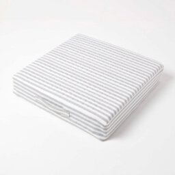 Homescapes Grey Stripe Quilted Cotton Armchair Booster Cushion Cover - thumbnail 4