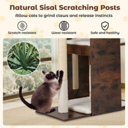 Costway Multi-Level Cat Towel Wooden Cat Activity Center W/ Sisal Scratching Posts - thumbnail 7