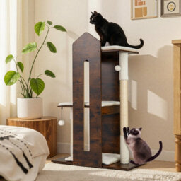 Costway Multi-Level Cat Towel Wooden Cat Activity Center W/ Sisal Scratching Posts - thumbnail 4
