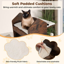 Costway Multi-Level Cat Towel Wooden Cat Activity Center W/ Sisal Scratching Posts - thumbnail 6