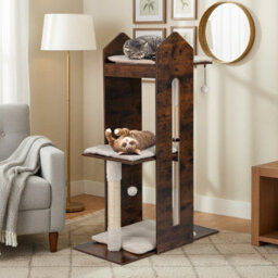 Costway Multi-Level Cat Towel Wooden Cat Activity Center W/ Sisal Scratching Posts - thumbnail 3