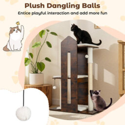 Costway Multi-Level Cat Towel Wooden Cat Activity Center W/ Sisal Scratching Posts - thumbnail 8