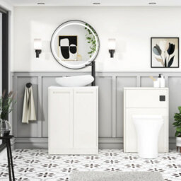 Royal Bathrooms Royal Bathroom Elmore 600mm Classic White Freestanding Bathroom Vanity Unit 2 Door Plain White Worktop With Nova Basin - thumbnail 5
