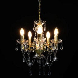 Walplus Chandelier With Crystal Beads Golden Round 5 X E14 - thumbnail 4