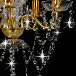 Walplus Chandelier With Crystal Beads Golden Round 5 X E14 - thumbnail 6
