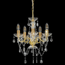 Walplus Chandelier With Crystal Beads Golden Round 5 X E14 - thumbnail 3