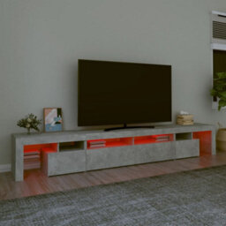 Berkfield Tv Cabinet With Led Lights Concrete Grey 260X36.5X40 Cm - thumbnail 5