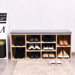 Shoe Bench 10 Cube Storage Bench Cabinet Cube Organizer Rack Cabinet - thumbnail 3