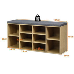 Shoe Bench 10 Cube Storage Bench Cabinet Cube Organizer Rack Cabinet - thumbnail 2
