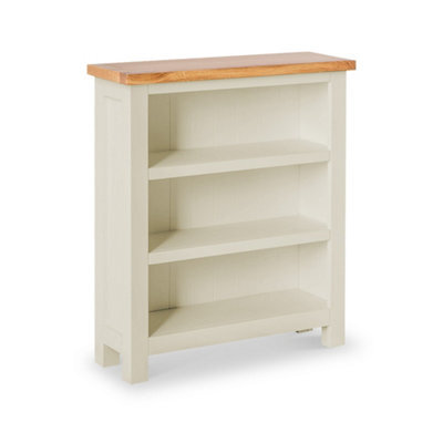 Farro Cream 3 Tier Small Bookcase - Painted With Oak Top - By Roseland Furniture - image 1