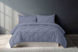 Pintuck Pinch Pleated Polycotton Duvet Cover And Pillowcase/s Set Bed Linen Grey - thumbnail 1