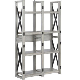 Gr8 Home Dorel Wildwood Wood Veneer Bookcase Room Divider Shelving Unit Rack Rustic White - thumbnail 4