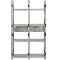 Gr8 Home Dorel Wildwood Wood Veneer Bookcase Room Divider Shelving Unit Rack Rustic White - thumbnail 5
