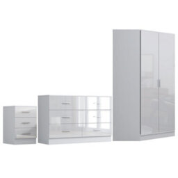 Reflect - 2 Door Corner + 6 Drawer Chest + 3 Drawer Bedside - Gloss White / Matt White - thumbnail 7