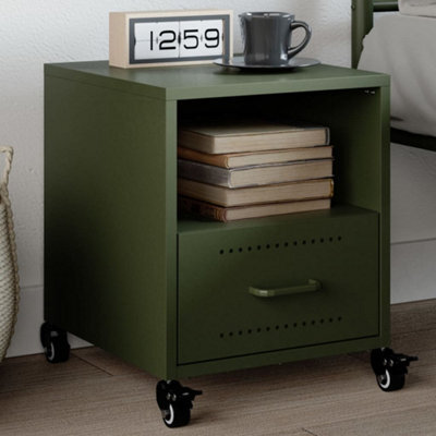 Berkfield Bedside Cabinet Olive Green 36X39X43.5 Cm Steel - image 1