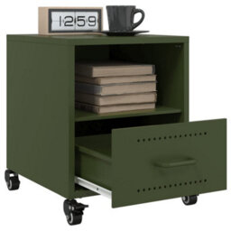 Berkfield Bedside Cabinet Olive Green 36X39X43.5 Cm Steel - thumbnail 5