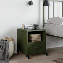 Berkfield Bedside Cabinet Olive Green 36X39X43.5 Cm Steel - thumbnail 3