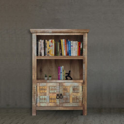 Buttercup Farm Aravali 2 Door Small Bookcase - Mango Wood - L35 X W85 X H123 Cm - Distressed Finish