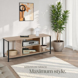 Tectake Tv Stand - Lowboard Cabinet With 4 Compartments, Adjustable Shelf 120 Cm - Industrial Wood Light, Oak Sonoma - thumbnail 8