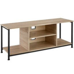 Tectake Tv Stand - Lowboard Cabinet With 4 Compartments, Adjustable Shelf 120 Cm - Industrial Wood Light, Oak Sonoma - thumbnail 1