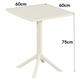 Core Products Square Plastic Garden Bistro Table, White - thumbnail 6