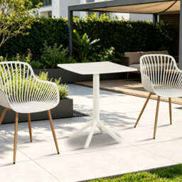 Core Products Square Plastic Garden Bistro Table, White - thumbnail 3