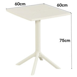Core Products Square Plastic Garden Bistro Table, White - thumbnail 7